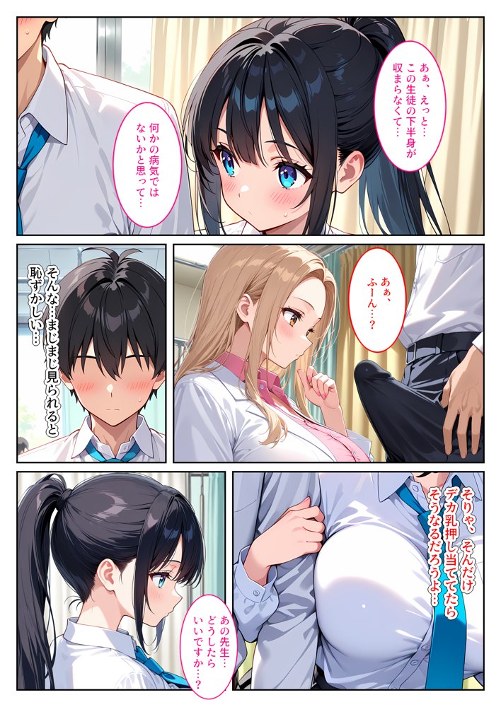 快楽に目覚めた無垢な爆乳風紀委員長とドMなギャル保健医に射精管理されています！ 無料エロ漫画（同人誌）サンプル画像008